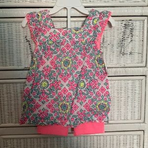 Pink floral top with shorts